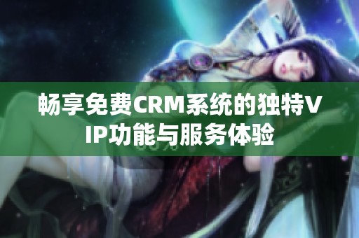 畅享免费CRM系统的独特VIP功能与服务体验