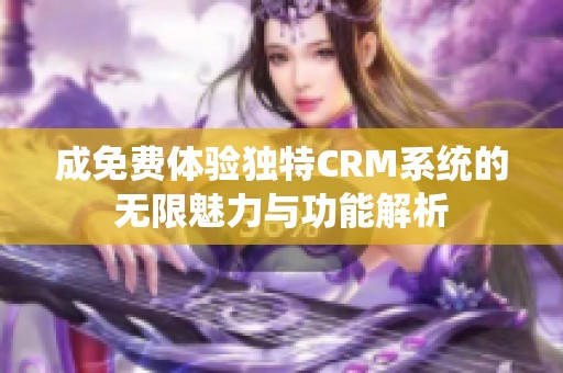 成免费体验独特CRM系统的无限魅力与功能解析