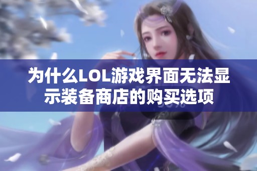 为什么LOL游戏界面无法显示装备商店的购买选项