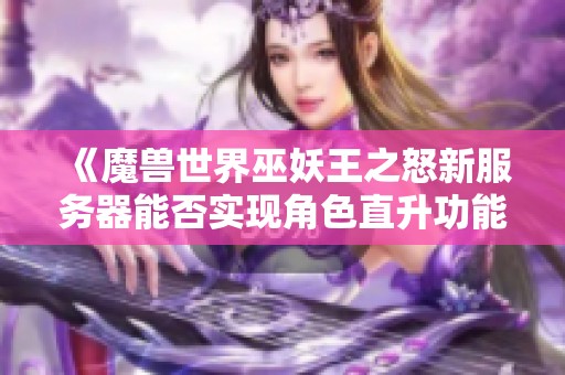 《魔兽世界巫妖王之怒新服务器能否实现角色直升功能》