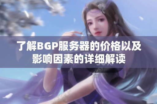 了解BGP服务器的价格以及影响因素的详细解读